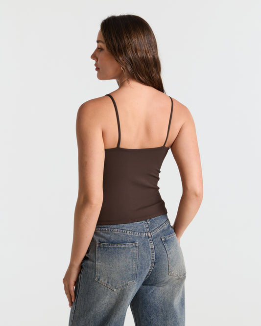 Spaghetti Straps Double Layer Crop Cami