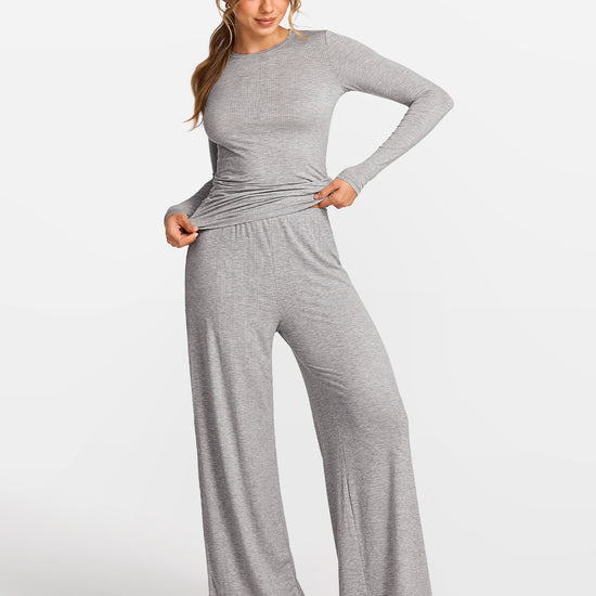 SOULVOR Wide Leg Casual Pants Moon Heather Grey @model_info:A4