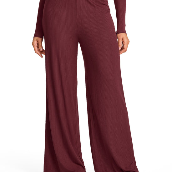 SOULVOR Wide Leg Casual Pants Rum Raisin @model_info:A1
