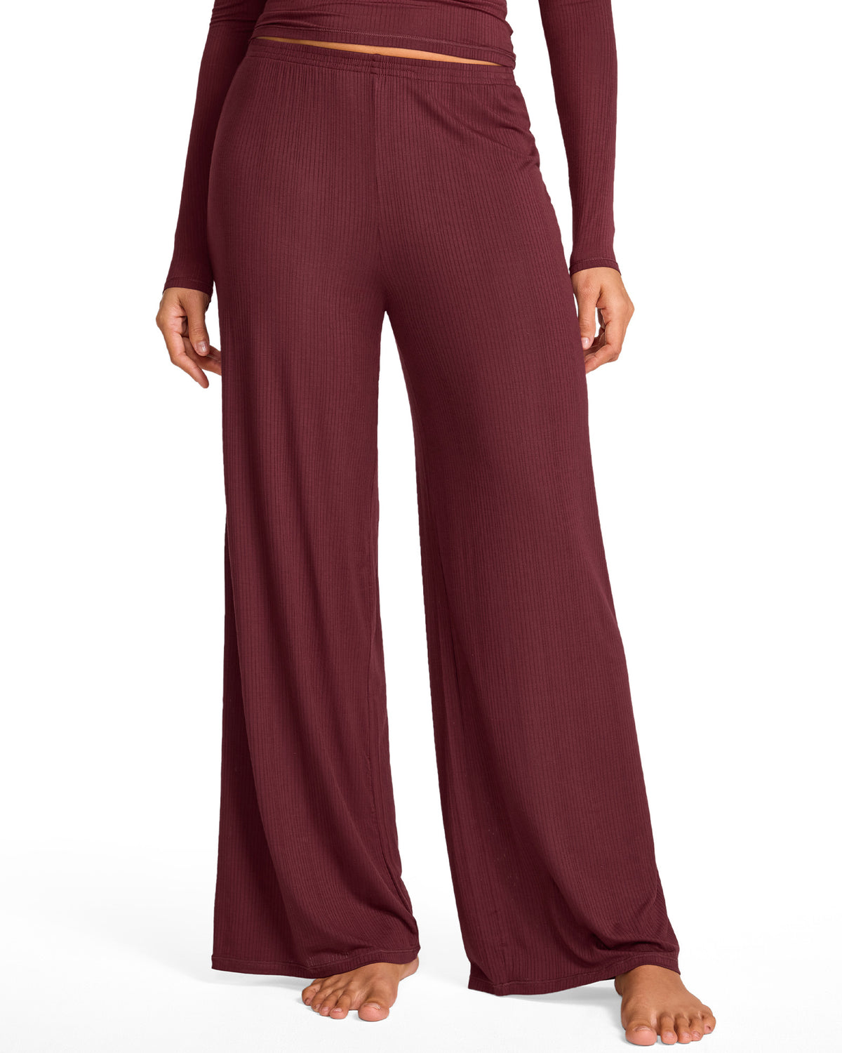 SOULVOR Wide Leg Casual Pants Rum Raisin @model_info:A1